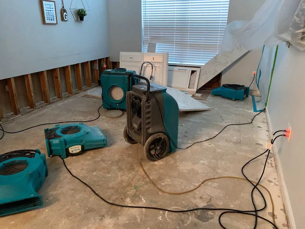 Dehumidifier in flood-cut room for Water Damage Restoration in Fort Payne